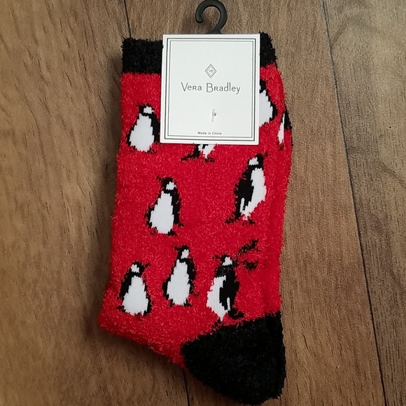 Vera Bradley Accessories Vera Bradley Cozy Penguin Socks Red Fuzzy